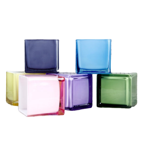 Coloured Glass Square Vases